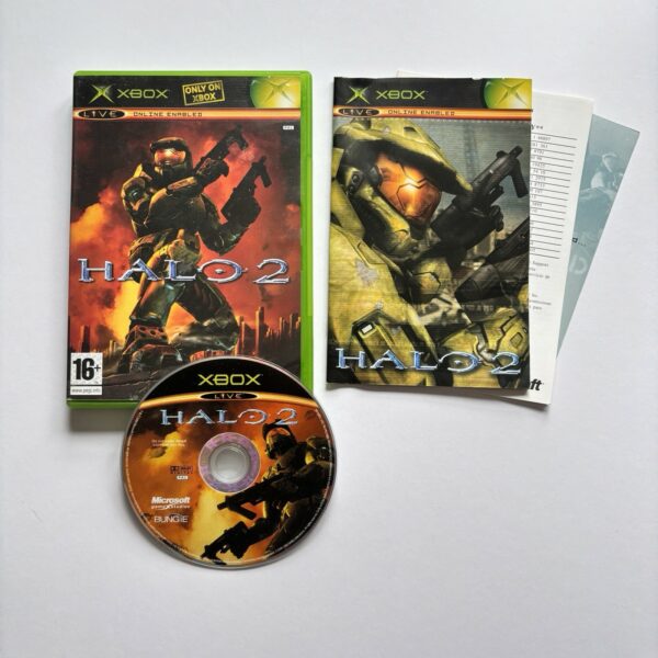 Halo 2 (Microsoft Xbox) | Game Disc, Box and Manual.